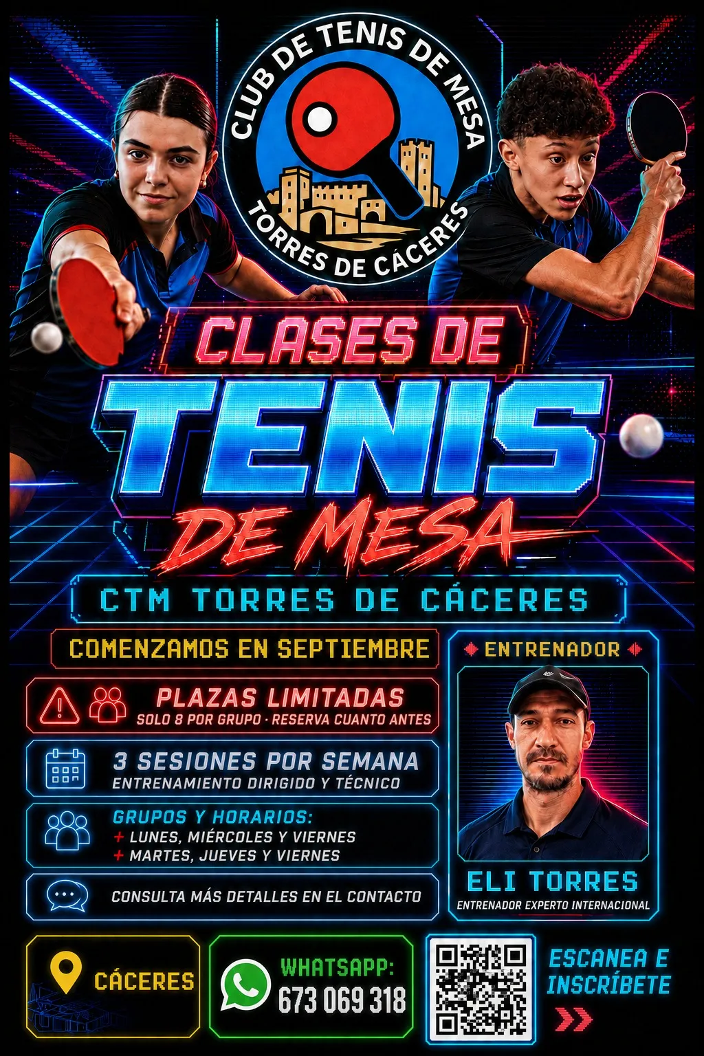 Cartel promocional del club con los datos de contacto